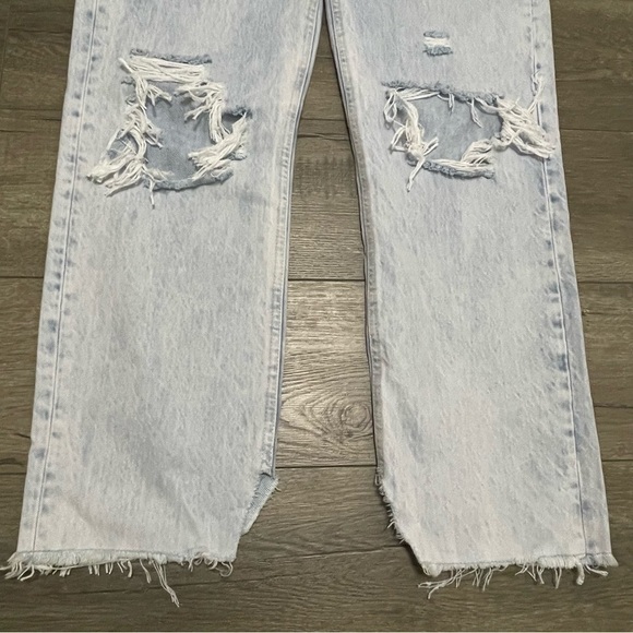 Free People Tapered Baggy Boyfriend Jeans Purple Rock Blue Sz 28 NWT Distressed - Picture 4 of 12